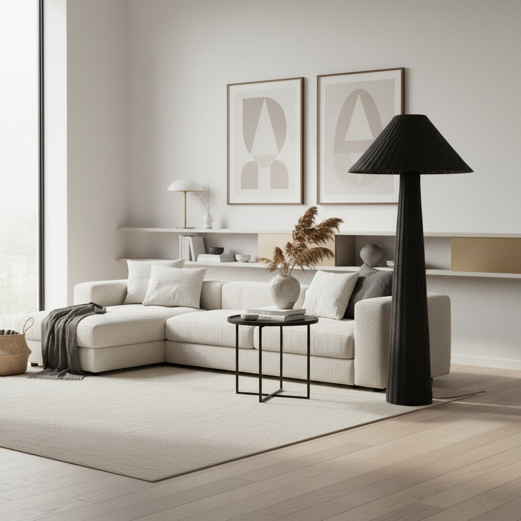Wickara geweven vloerlamp - Sculpturaal rotan ontwerp met natuurlijke rotanstijl, geschikt voor woonkamer en slaapkamer HL1858
