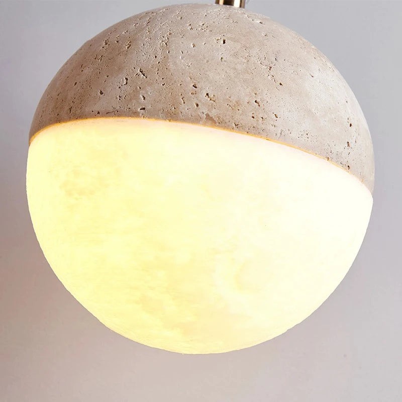 Hanglamp met travertinen bol HL3469