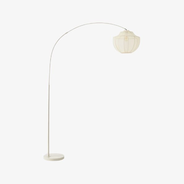 Lumifil Arc vloerlamp met textielen kap en metalen voet voor zachte, sfeervolle verlichting in de woonkamer HL1977