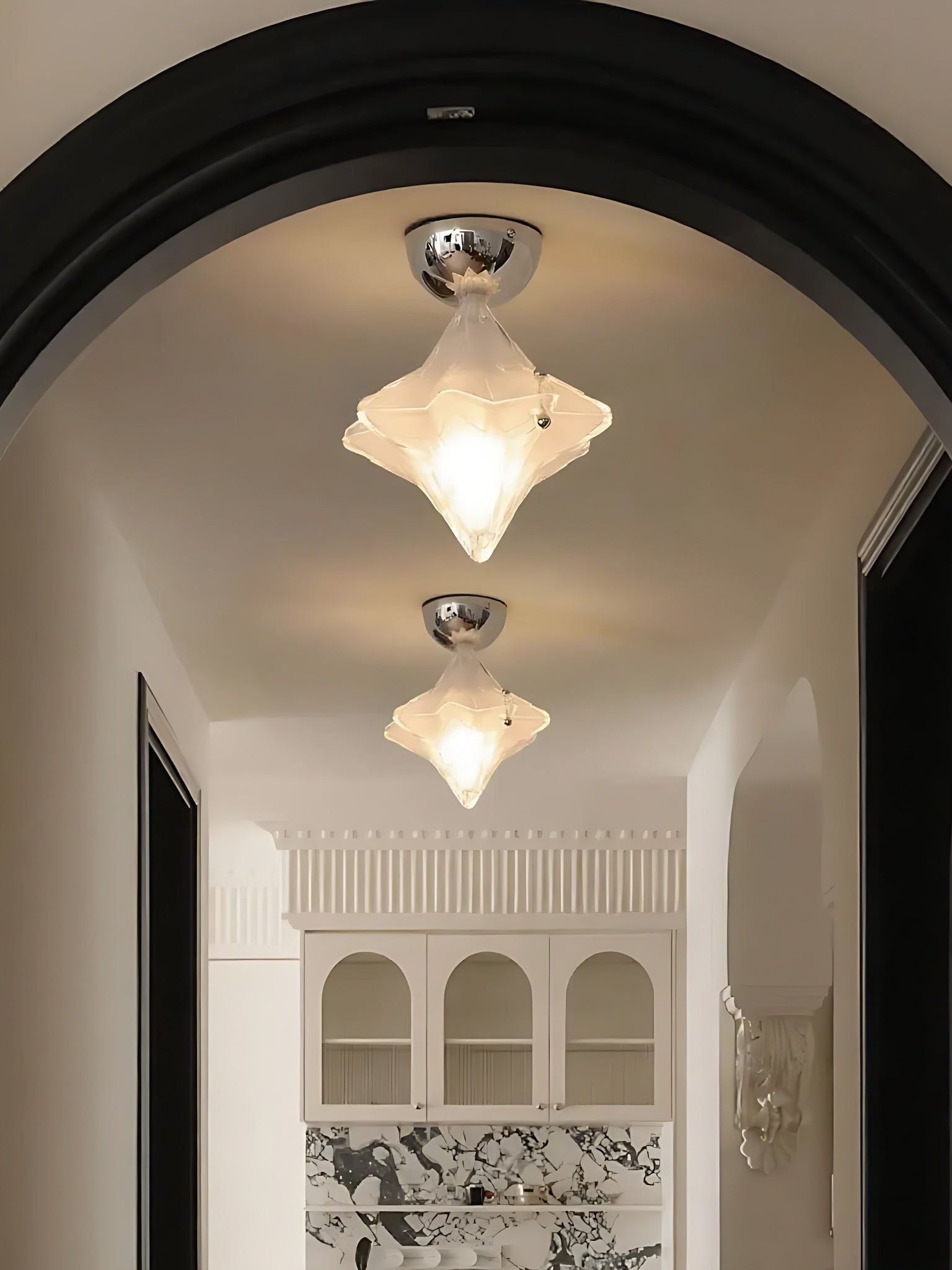 Art Deco Star Plafondlamp - Gematteerd glazen armatuur voor hal en entree - Astris Ceres HL1793