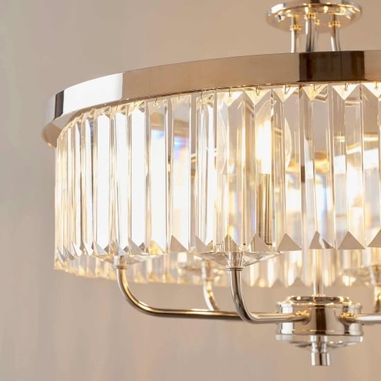 Beveline ronde hanglamp met 6 lichtpunten - geslepen glazen kappen, elegant metalen frame voor eetkamer, keukeneiland HL2066