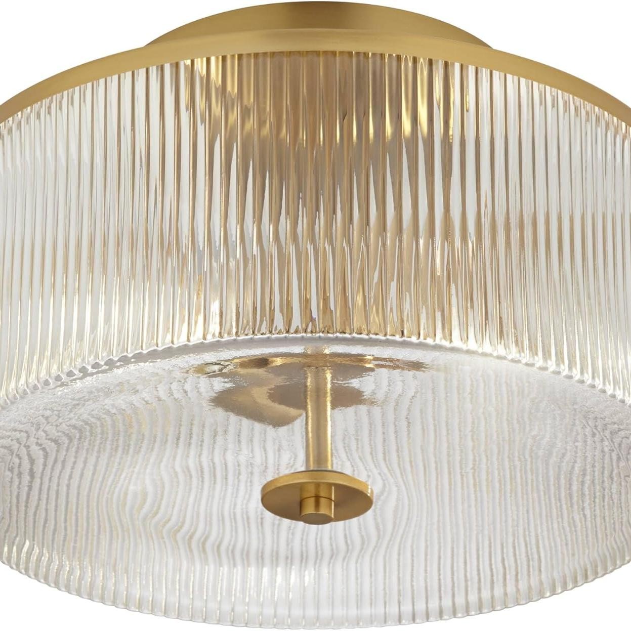 Plafondlamp van geribbeld glas in trommelvorm - Vintage Farmhouse Flush Mount HL1812
