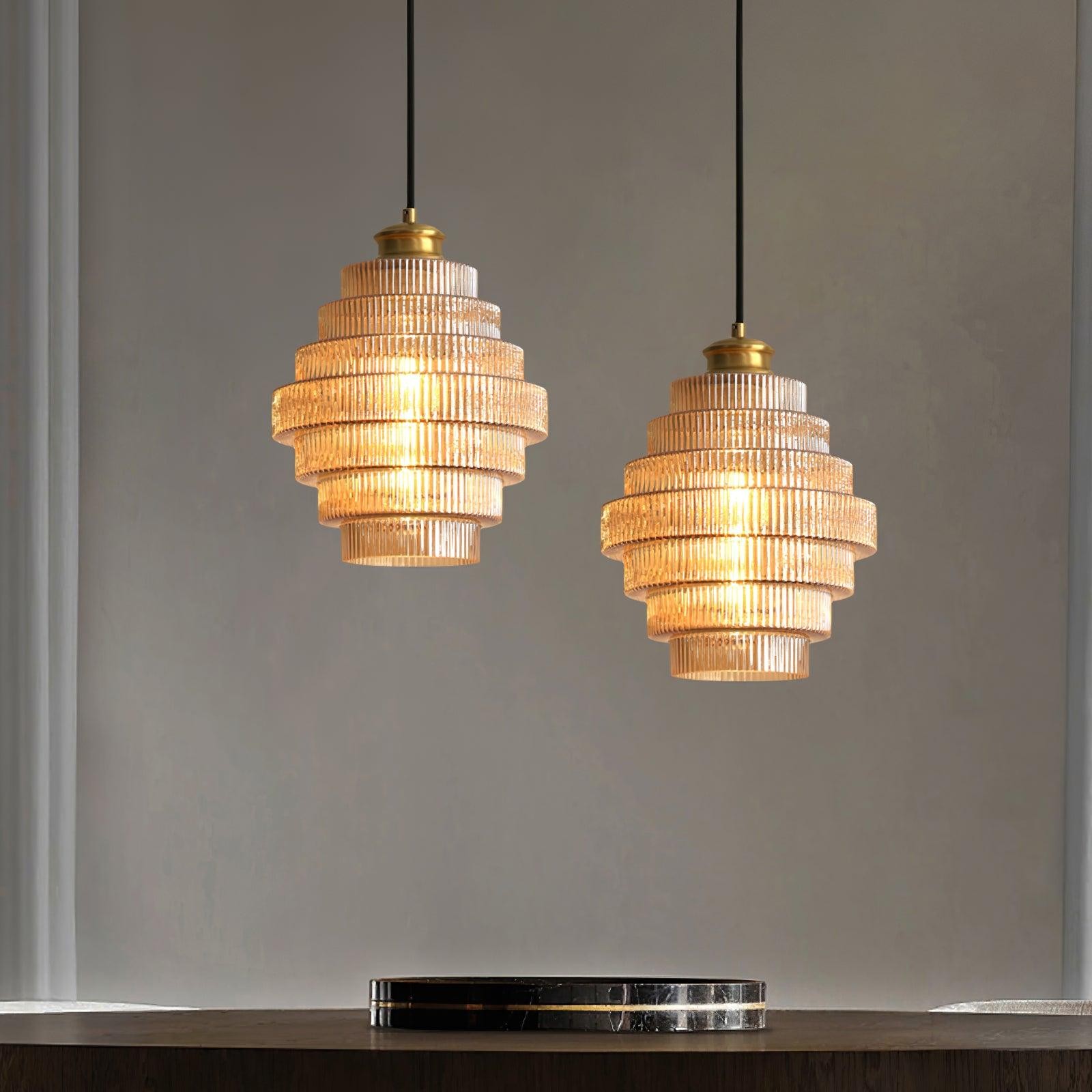 Moderne Creatieve Hanglamp van Geplooid Glas - Flesvormige Hanglamp voor de Eetkamer HL615