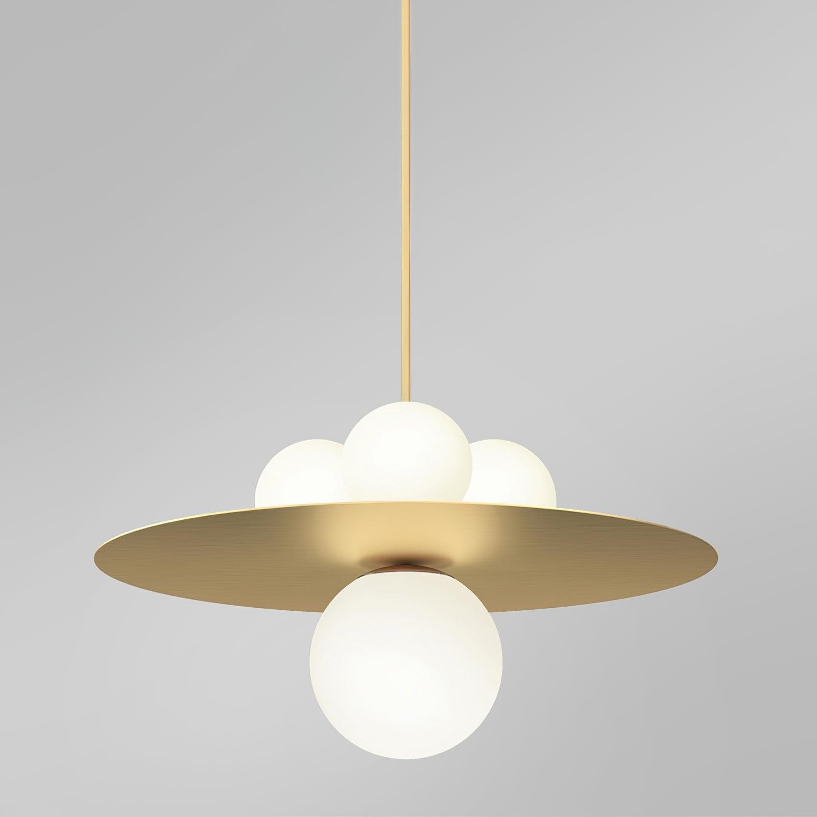 Metalen schijf met bol hanglamp HL414
