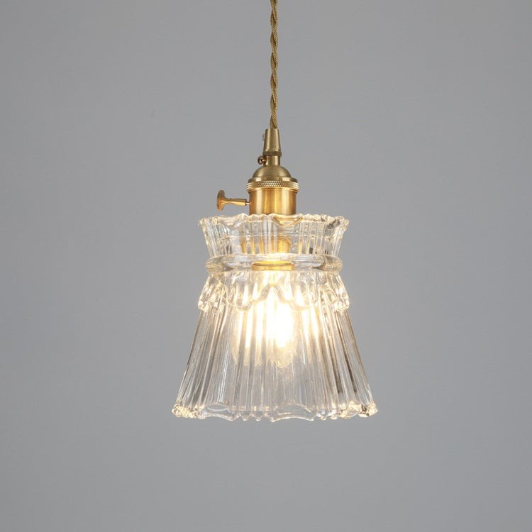 Traditionele Japanse messing walnoot glazen keramische cilinder conische bloemkom hanglamp HL1404