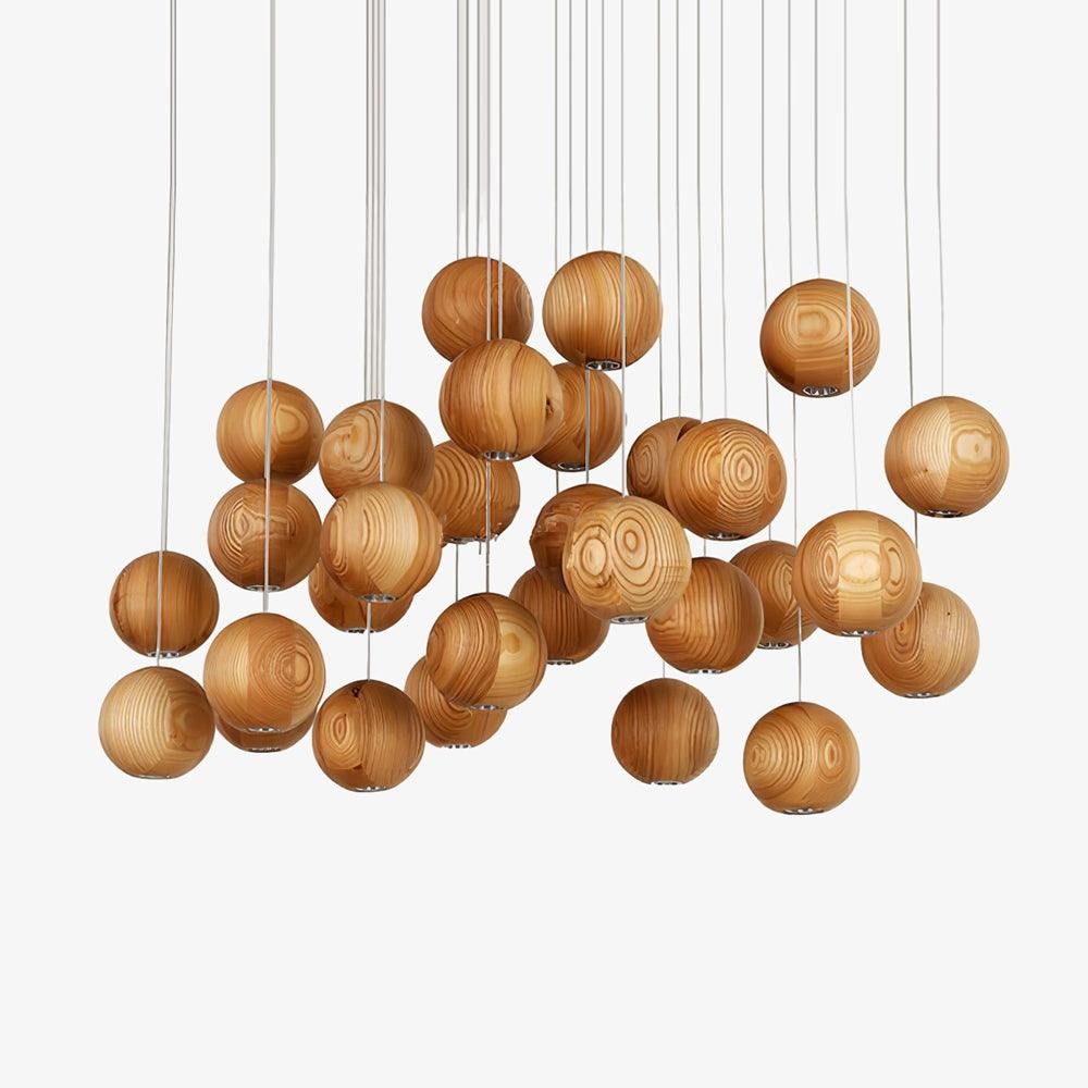 Houten bolvormige cluster hanglamp HL930