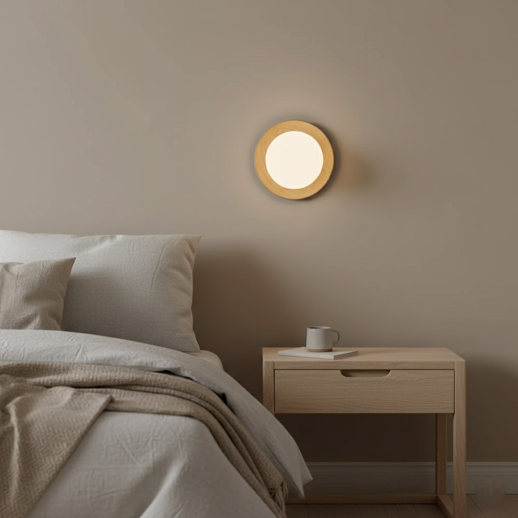 Scandinavische minimalistische LED-wandlamp van natuurlijk hout HL3333