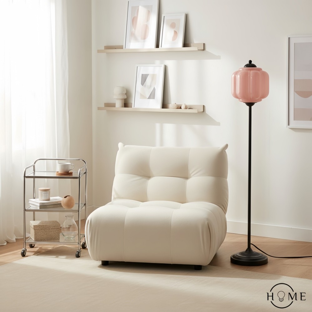 Eloise Vloerlamp van getextureerd glas in pompoenvorm - Organisch artistiek ontwerp en retrostijl voor de woonkamer HL2510