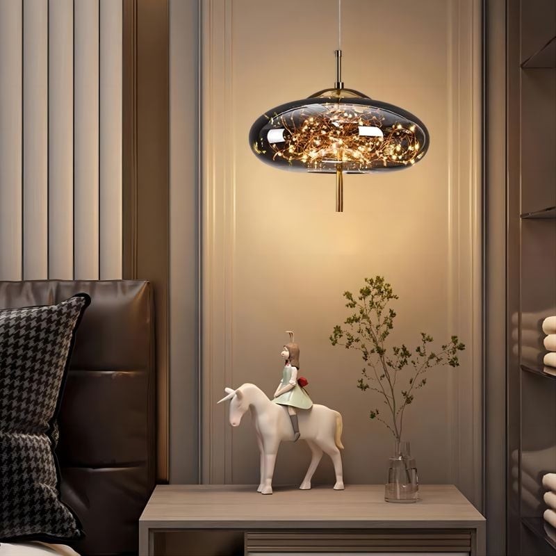 Scandinavische cilindervormige ovale glazen hanglamp HL479