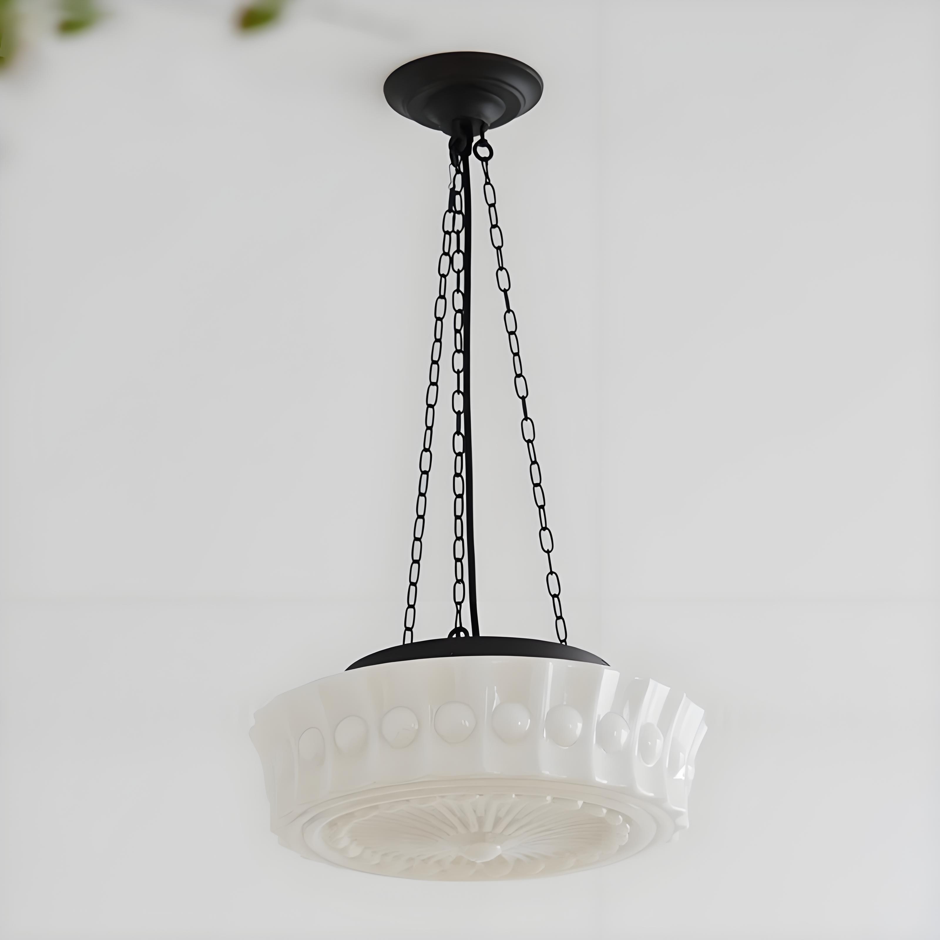 Kroonluchter met cilindervormige kap van ijzerglas HL989