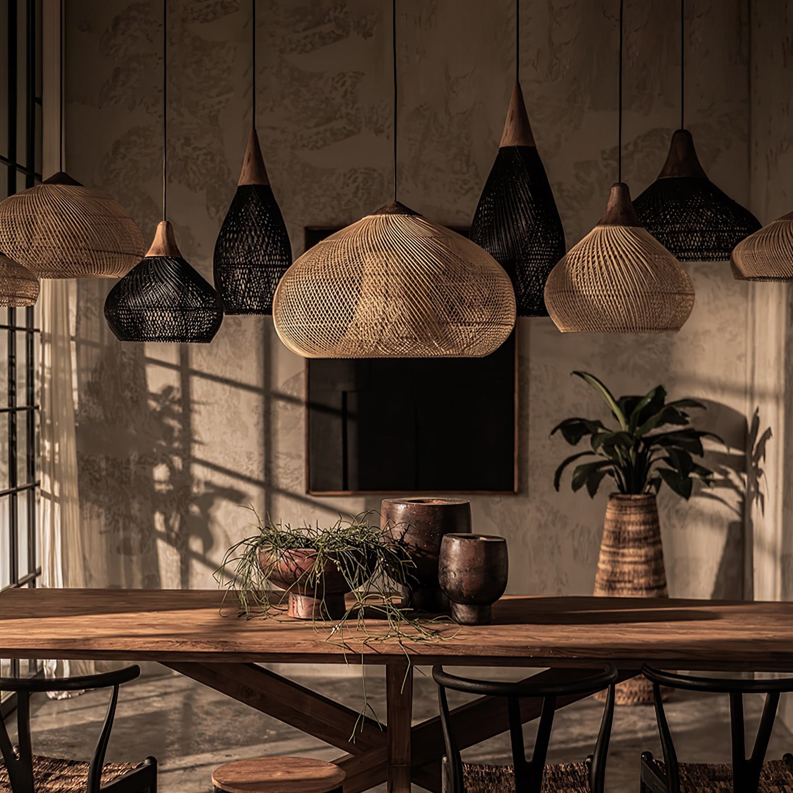 Harp gevlochten rotan hanglamp HL1402