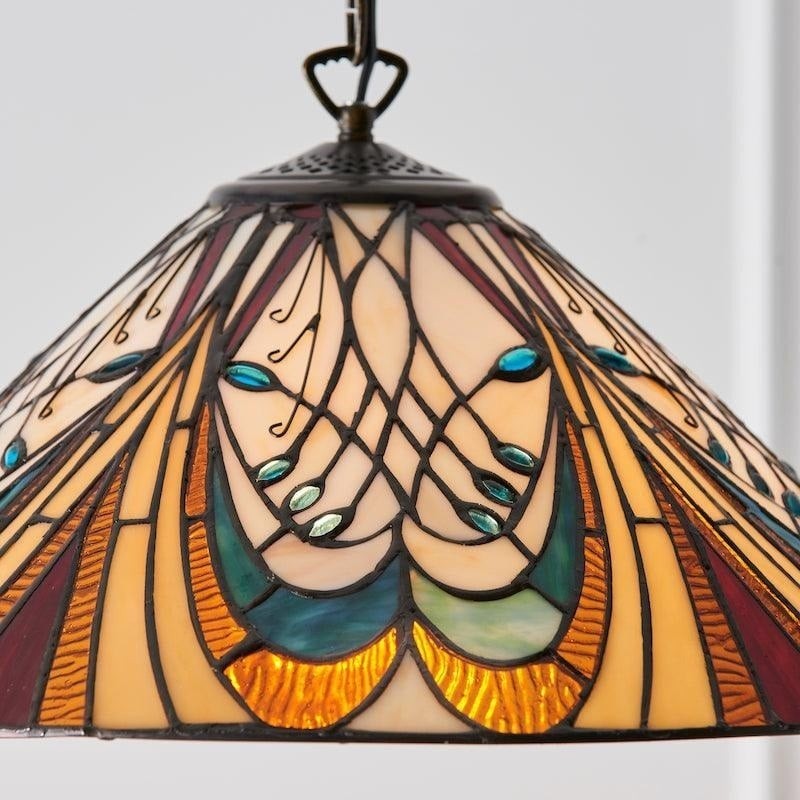 TF Hector Hanglamp - Decoratieve lamp met Art Nouveau glas-in-lood design voor eet- of woonkamer HL2228