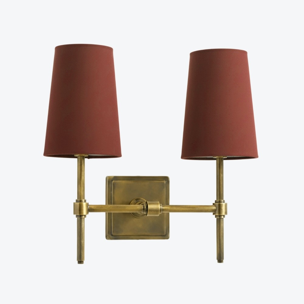 Derlina Witte Linnen Wandlamp – Retro Metalen Verlichtingsarmatuur met Meerdere Hoofden HL1433