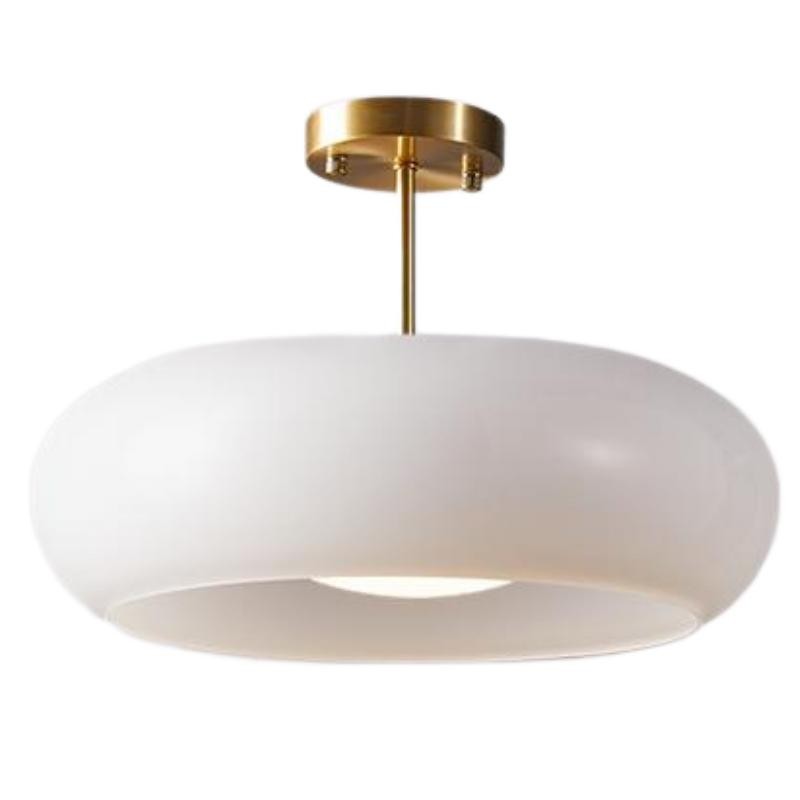 Retro messing schijf Bauhaus glazen plafondlamp HL167