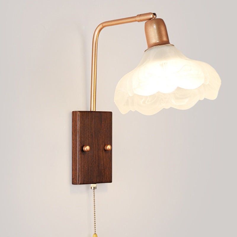 Franse ijzeren glazen bloemenwandlamp met zwenkarm en rits HL1087