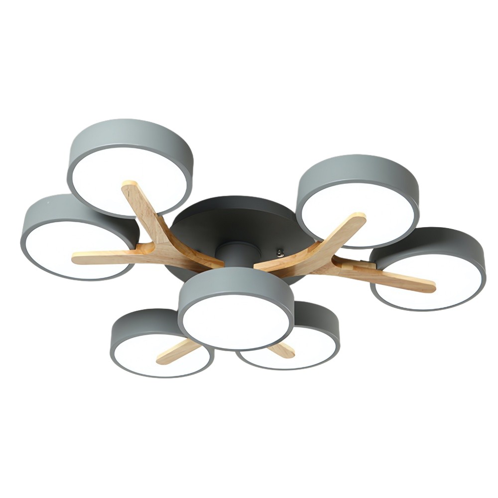 Nordic Disc Wood Plafondlamp - LED Semi-Flush Mount voor Slaapkamer HL1353