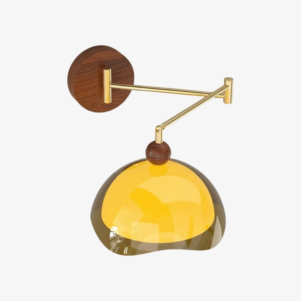 Afterglow Moderne Sunset Wandlamp - Ontwerp met dubbele glazen kap en voet met houtstructuur HL2363