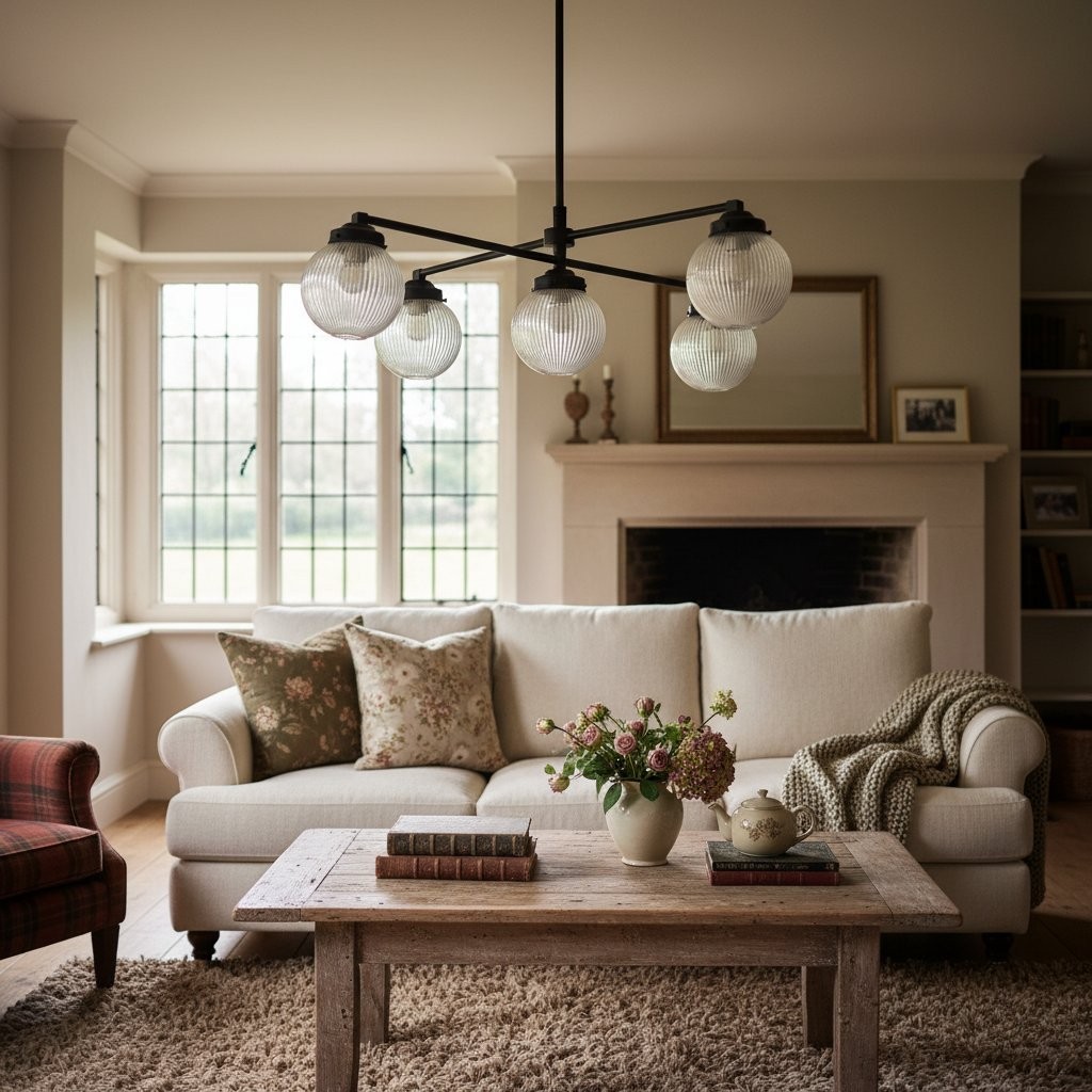 Glorica Glazen Kroonluchter met Gematteerde Glazen Bol - Moderne Verlichting van Messing voor Woonkamer HL1741