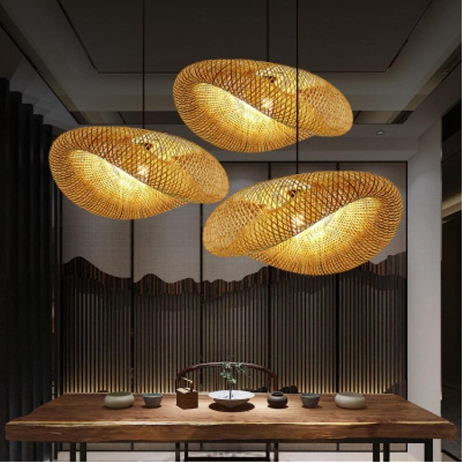 Rustieke bamboe rotan hanglamp voor woonkamer HL10