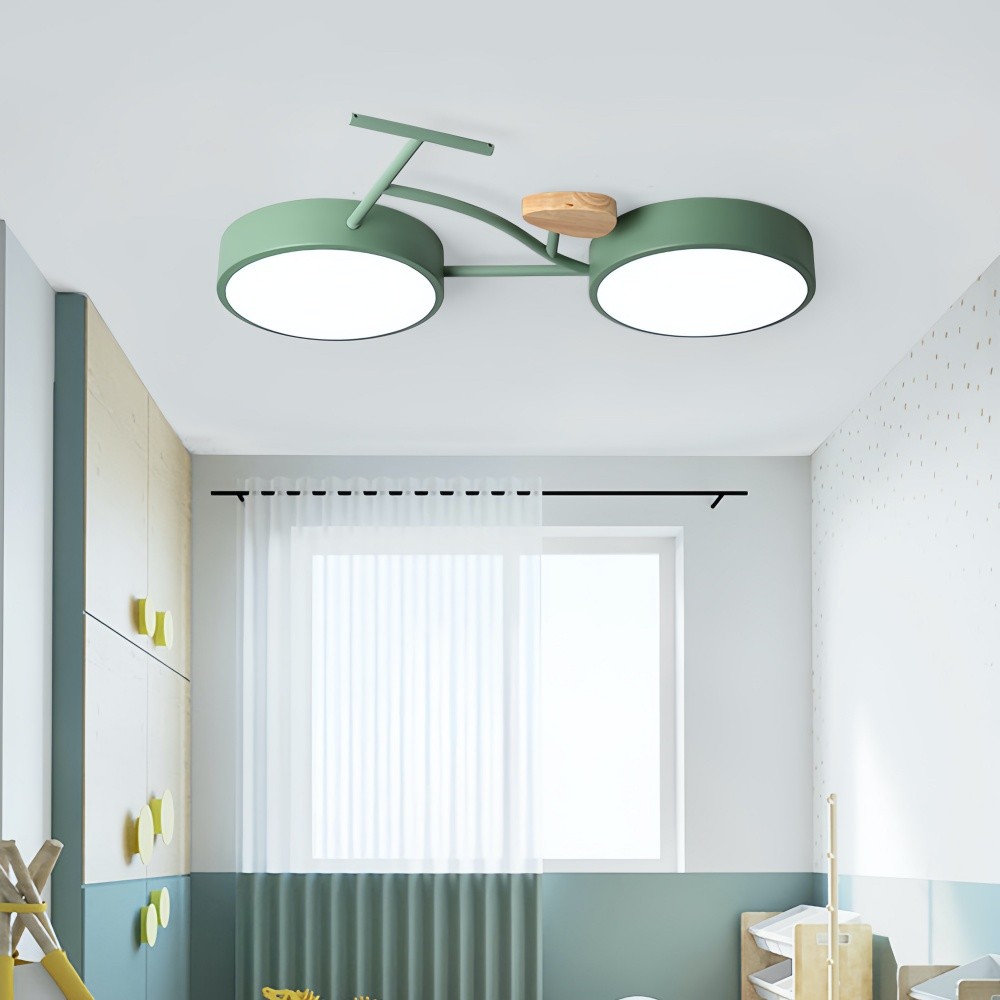 Nordic Wood Disc Plafondlamp - Fiets LED Lamp voor Kinderkamer HL1350