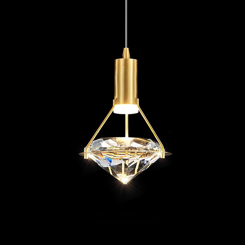 Ruitvormige koperen kristallen hanglamp HL1247