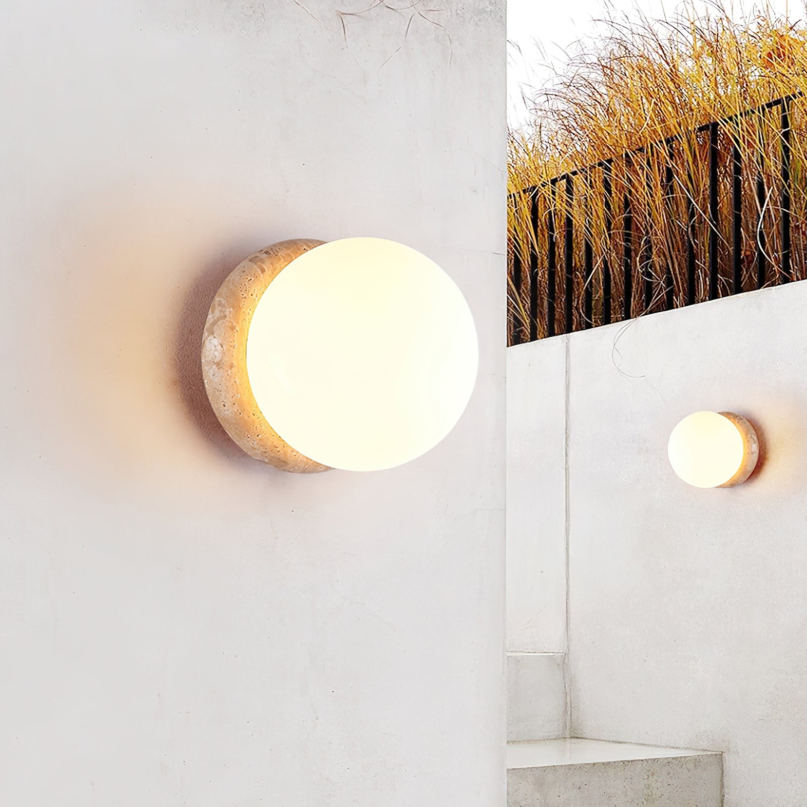Japanse stijl Wabi-Sabi Travertijn bolvormige wandlamp HL418