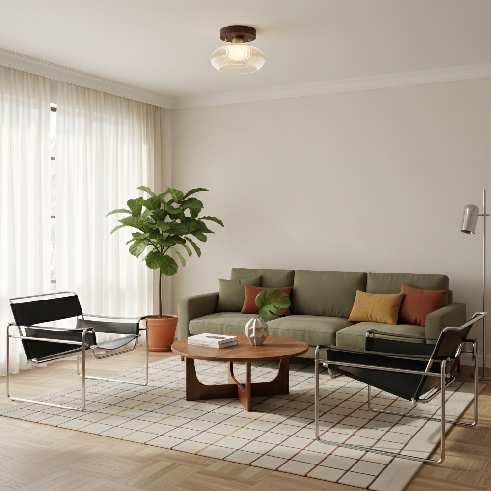 Soliro moderne glazen koepelplafondlamp met strakke, minimalistische vorm voor keukens en woonkamers HL2428