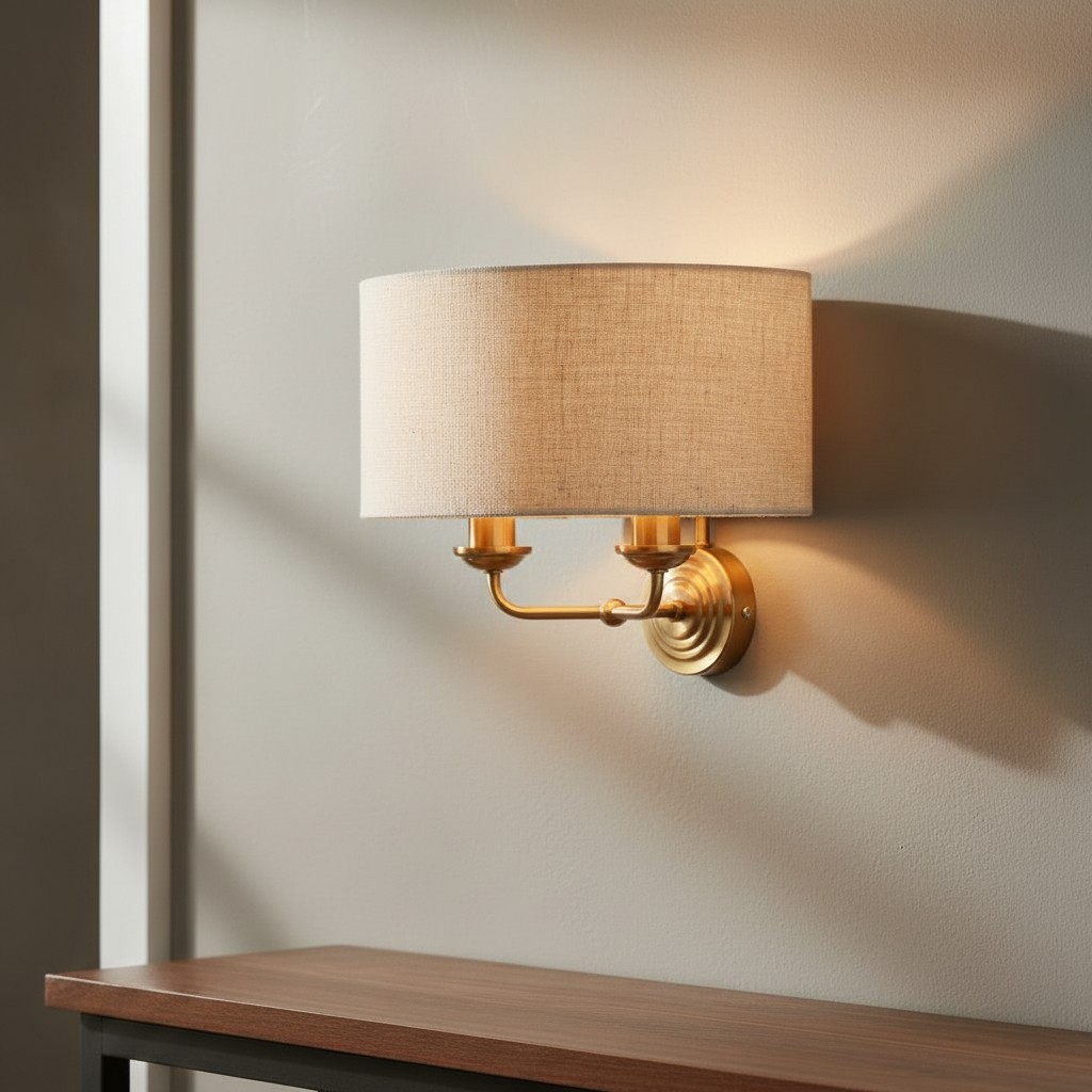 Tela Classic wandlamp met stoffen kap - Elegante wandlamp met metalen afwerking voor woonkamer/slaapkamer HL2025