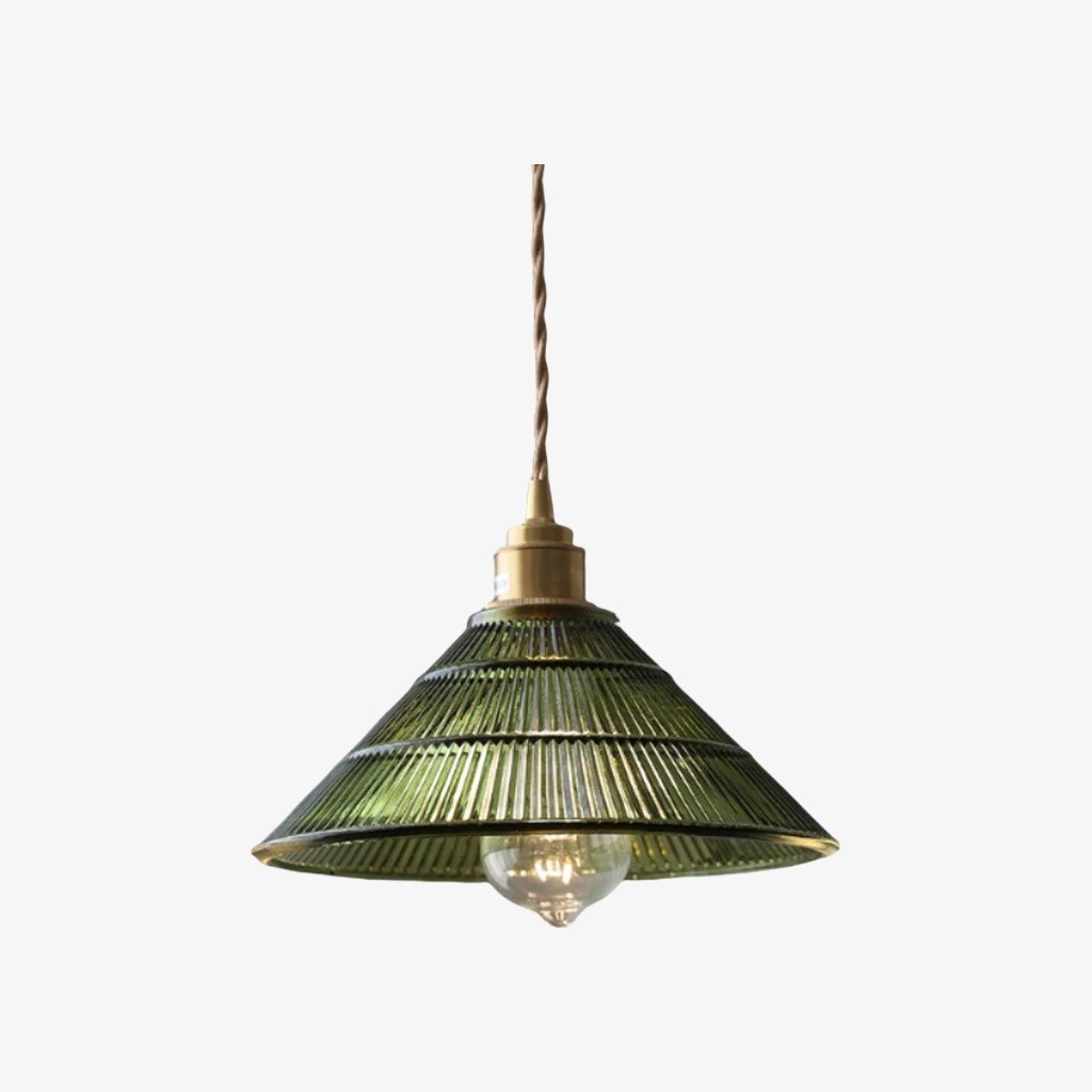 Ribilux geribbelde hanglamp - Vintage glas en metaal voor keuken en eetkamer HL2461