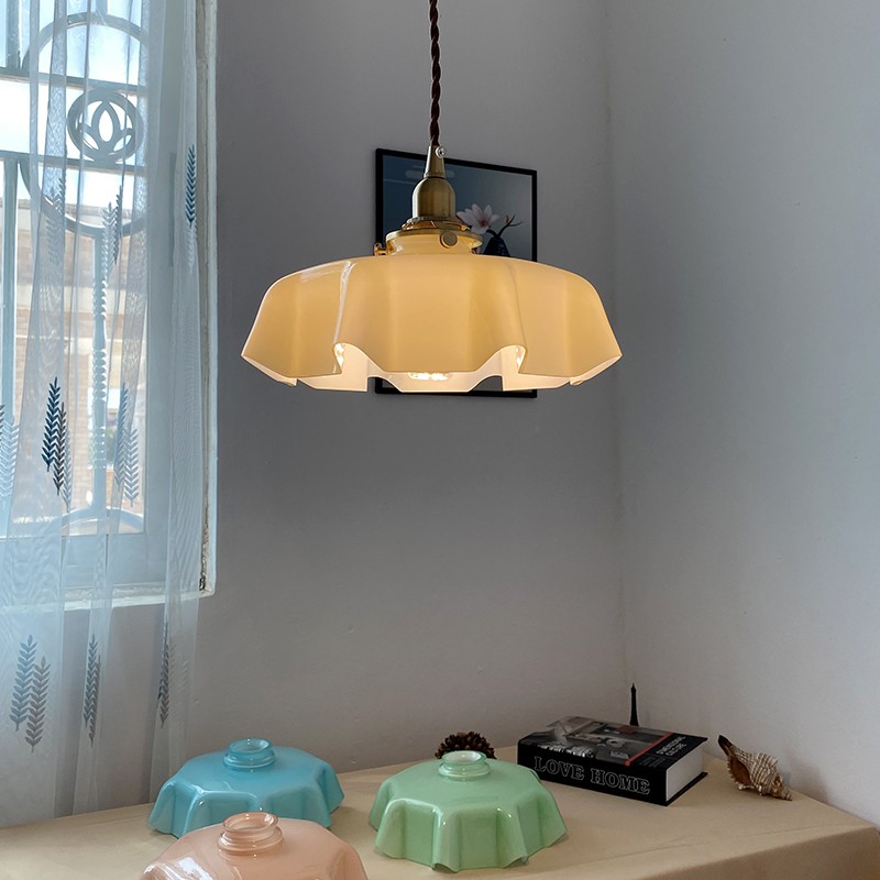 Retro Glazen Bloem Crème Hanglamp HL183