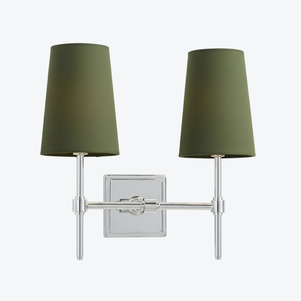 Derlina Witte Linnen Wandlamp – Retro Metalen Verlichtingsarmatuur met Meerdere Hoofden HL1433