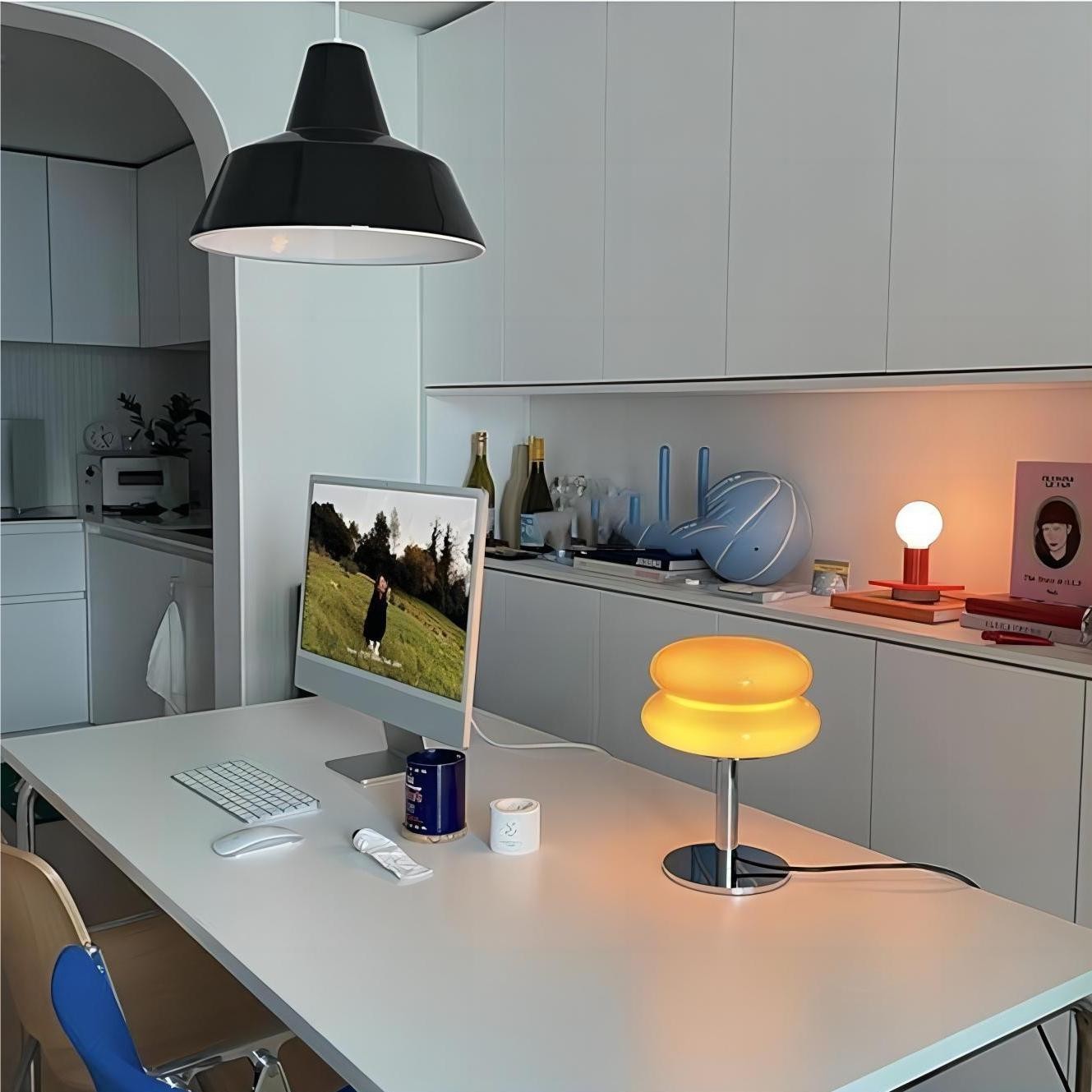 Bauhaus Dubbele Glazen Tafellamp - Sculpturale Gelaagde Nachtlamp voor Slaapkamer en Bureau HL22