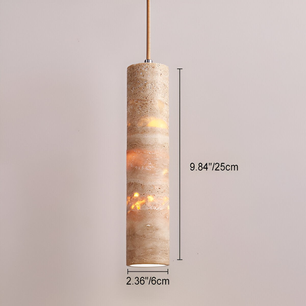 Hanglamp met crèmekleurige travertin buisvormige kap HL3465