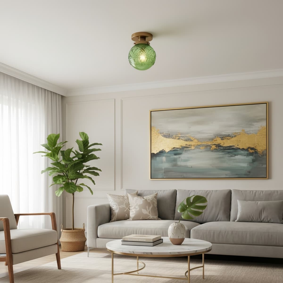 Naveliro Bolvormige Glazen Plafondlamp - Tijdloos Design voor Woonkamer en Keuken HL2423