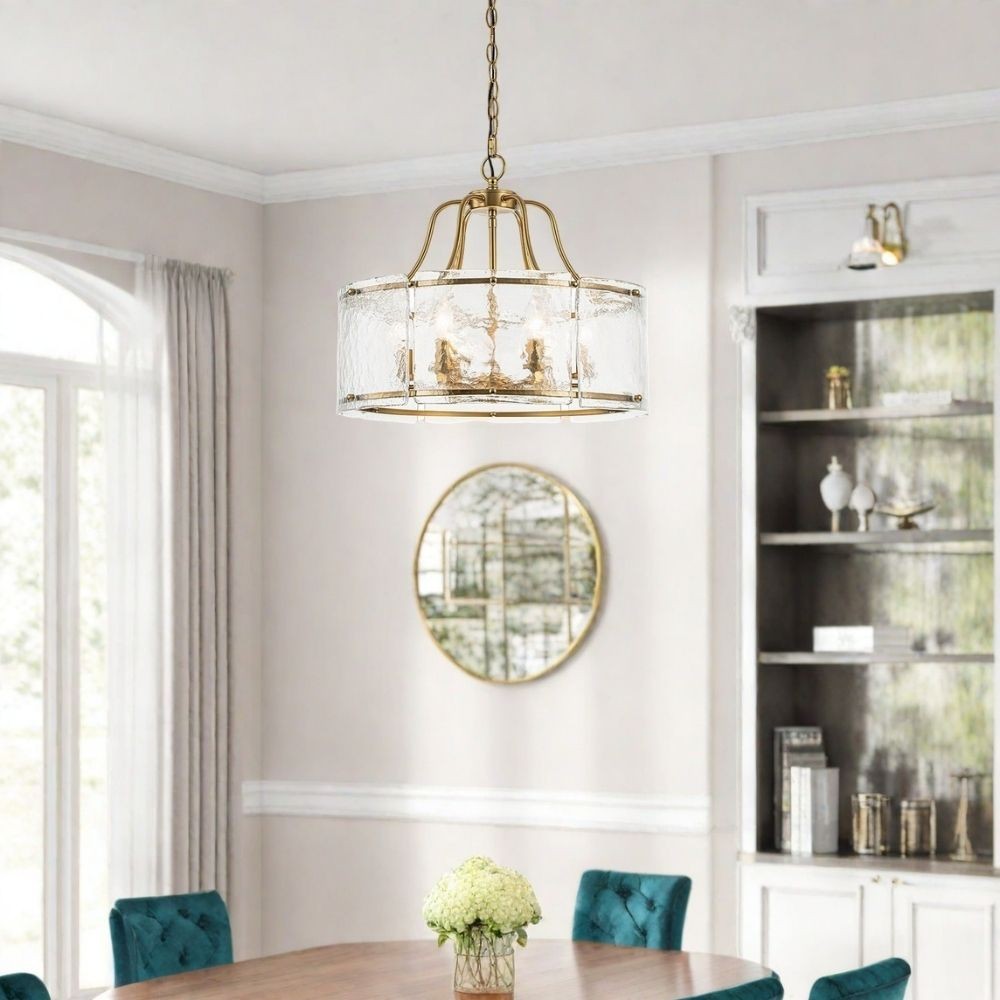 Vintage Metalen Hanglamp met Textuur van Geborsteld Glas HL1009