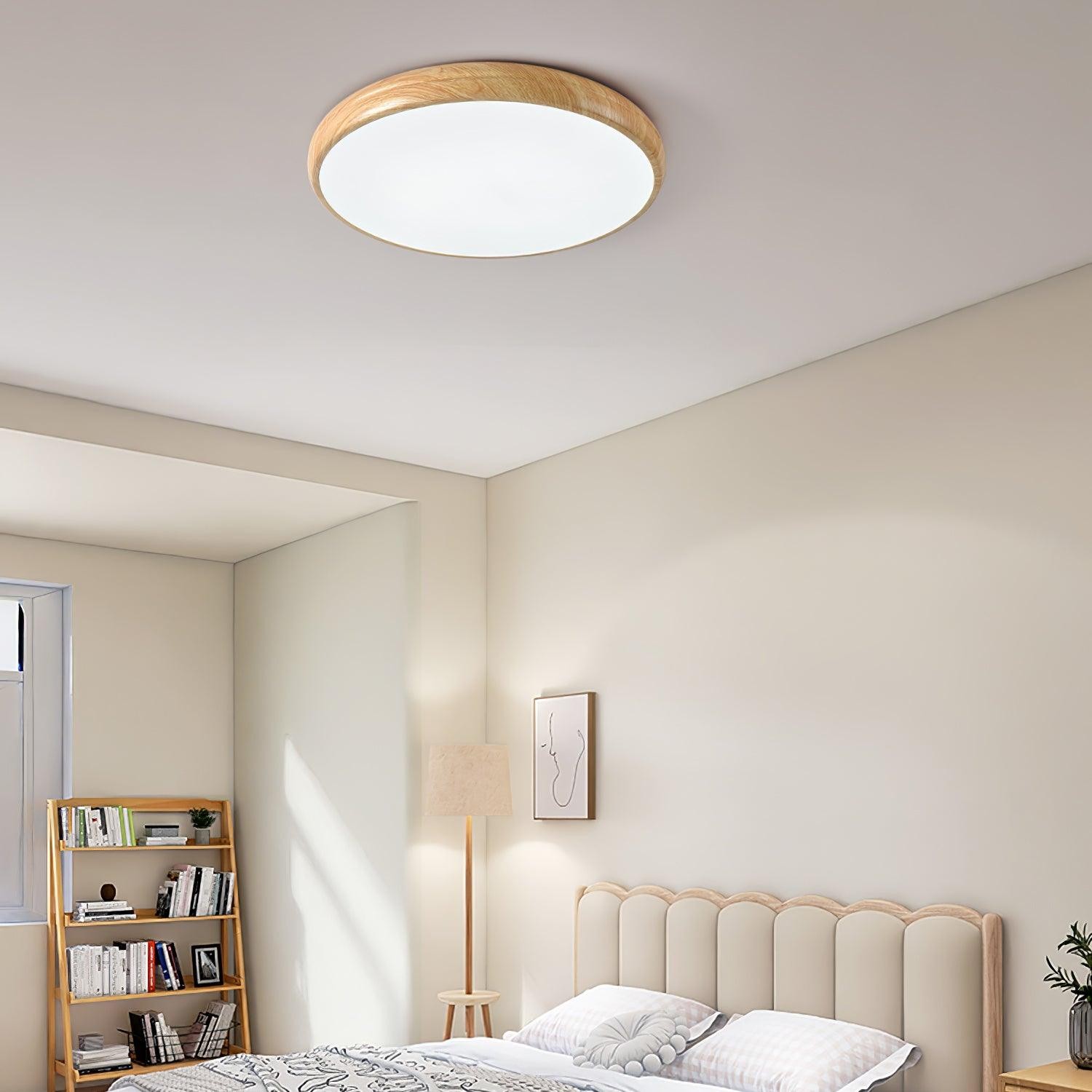 Ronde plafondlamp met houtnerf HL825