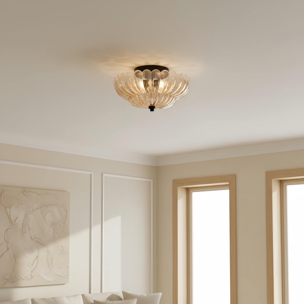 Orilanavo Glazen Plafondlamp met Halfverzonken Montage - Stijlvol Paraplu-ontwerp voor Slaapkamer en Woonkamer HL2421