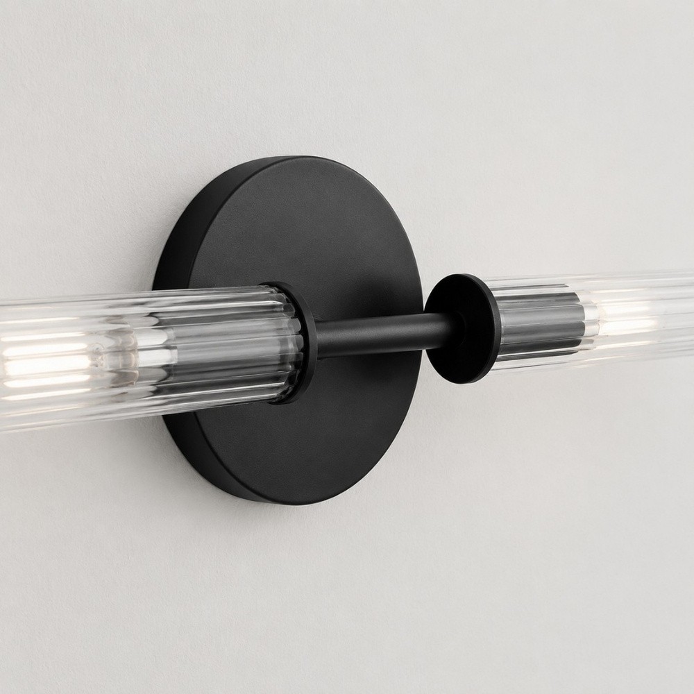 Bravira geribbelde glazen wandlamp - buisvormige metalen lamp met klassieke afwerking HL1554