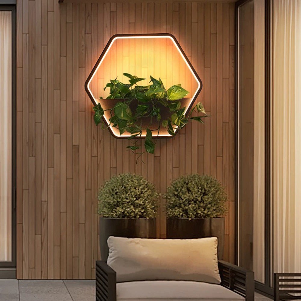 Minimalistische zeshoekige ring met plank IP65 waterdichte buitenlamp HL1218