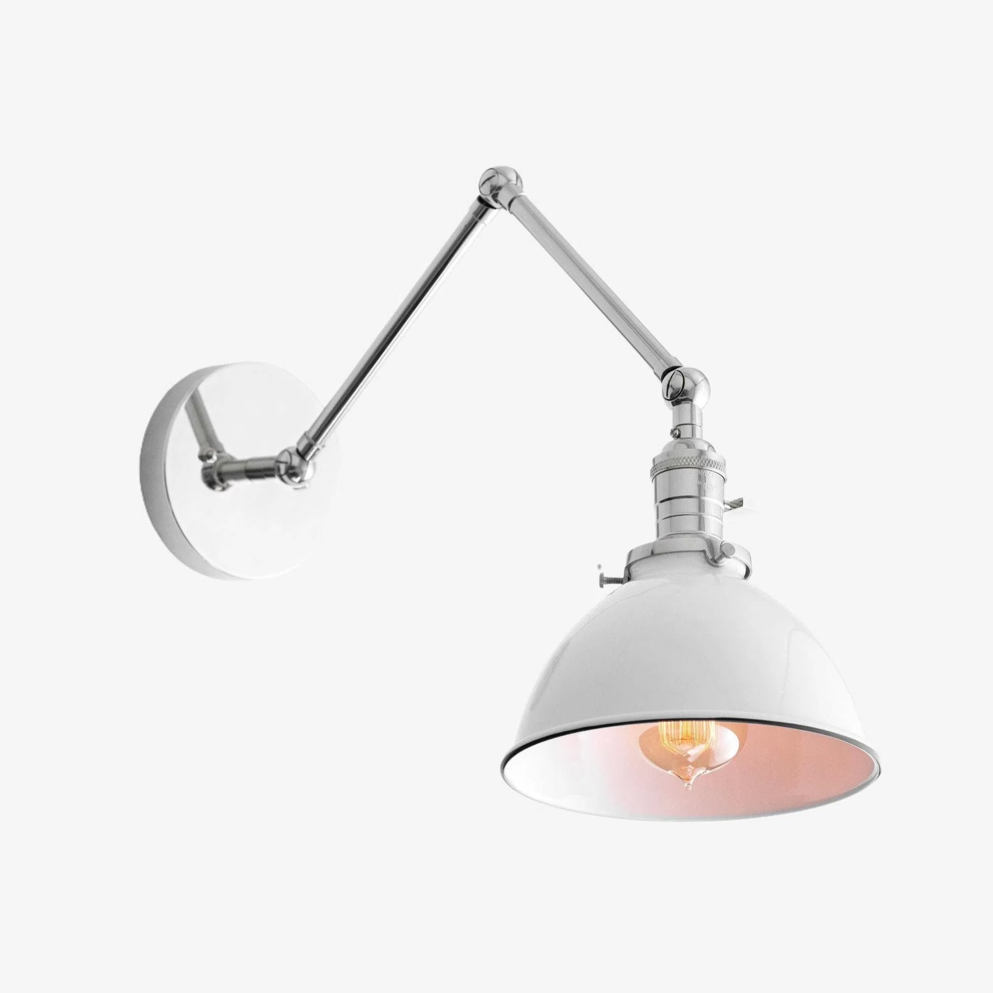 Conique metalen vintage industriële wandlamp met zwenkarm - verstelbare koepelvormige kap voor studie HL1675