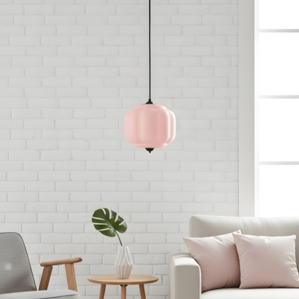 Vintage Eloise Melkglazen Hanglamp - Geribbelde Glazen Plafondkroonluchter HL1091