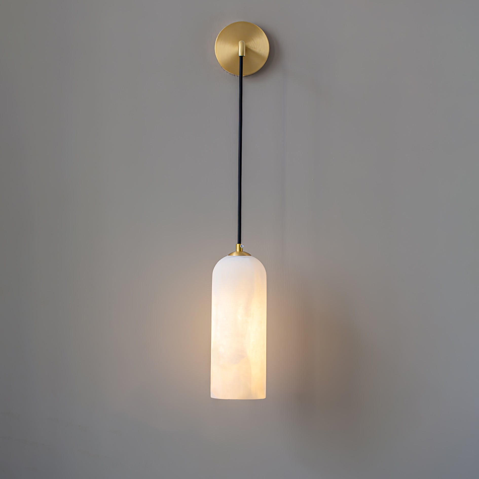 Moderne minimalistische koperen natuurlijke marmeren verstelbare draadwandlamp HL686