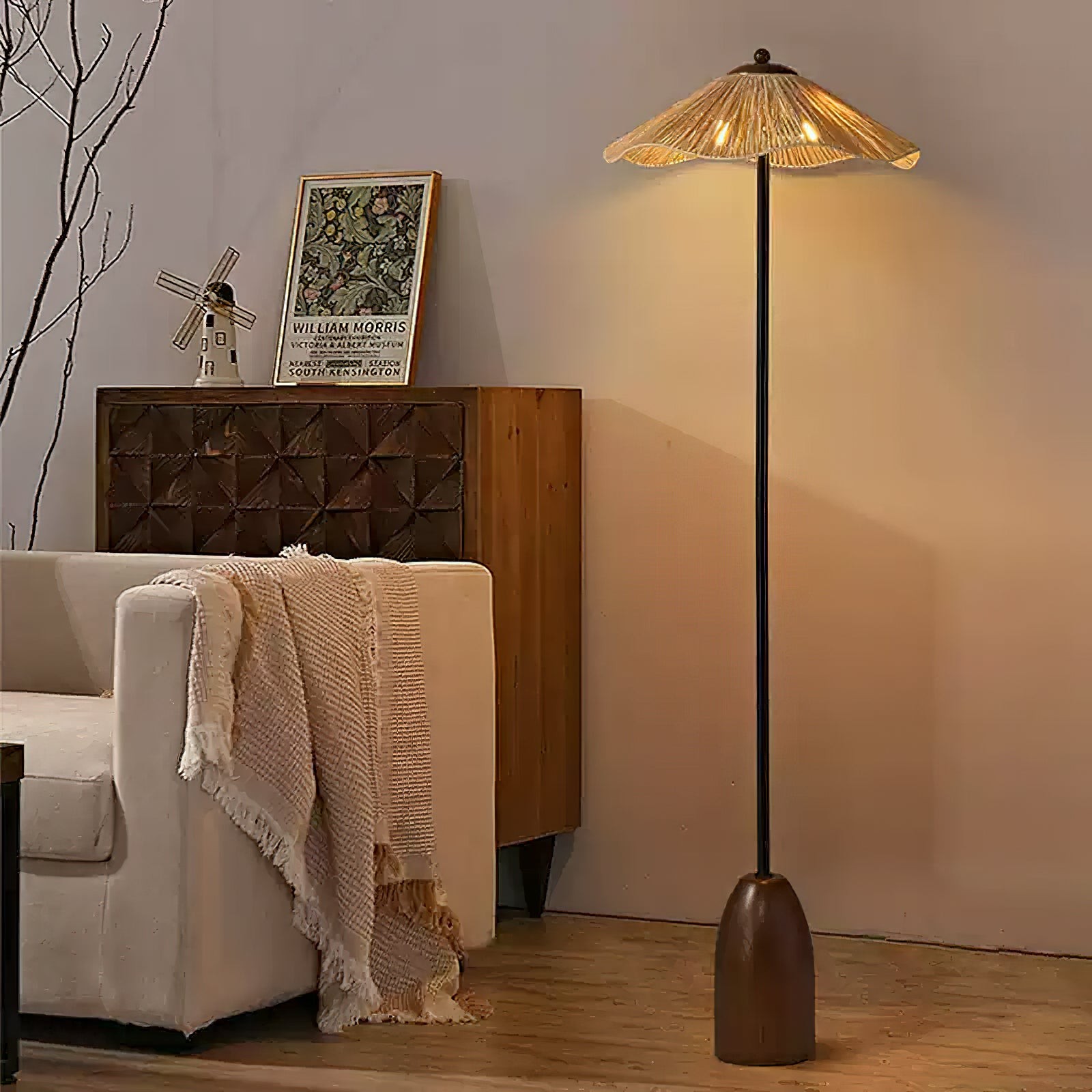 Retro strohoed vloerlamp HL1184