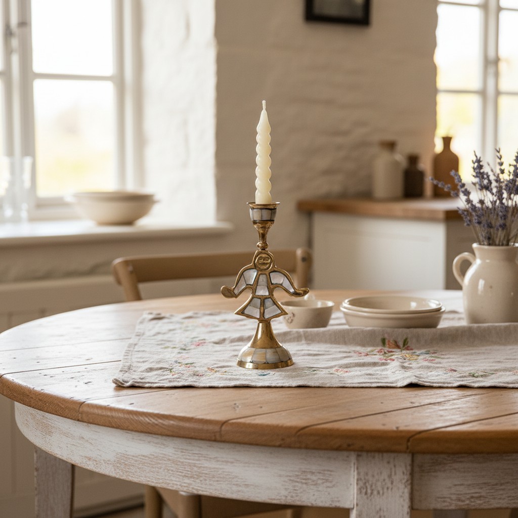 Ossik Veld Vintage Scandinavische Kandelaar - Schelpen en Koeienbotten voor een artistiek accent in huis HL2523