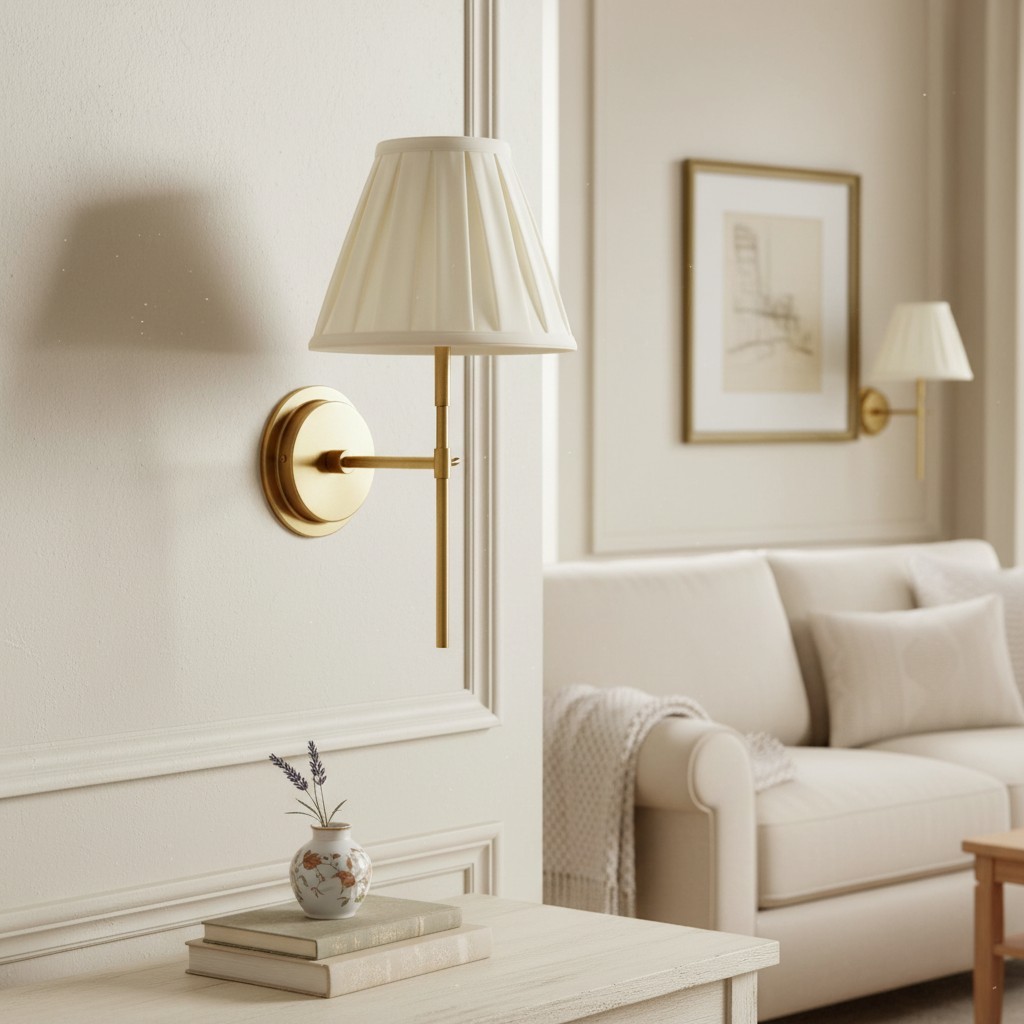 Cremaris metalen wandlamp met stoffen kap - Tijdloze wandlamp voor binnenverlichting HL2216