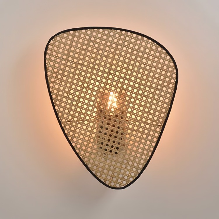 Rustieke Scherm Rotan Wandlamp HL259