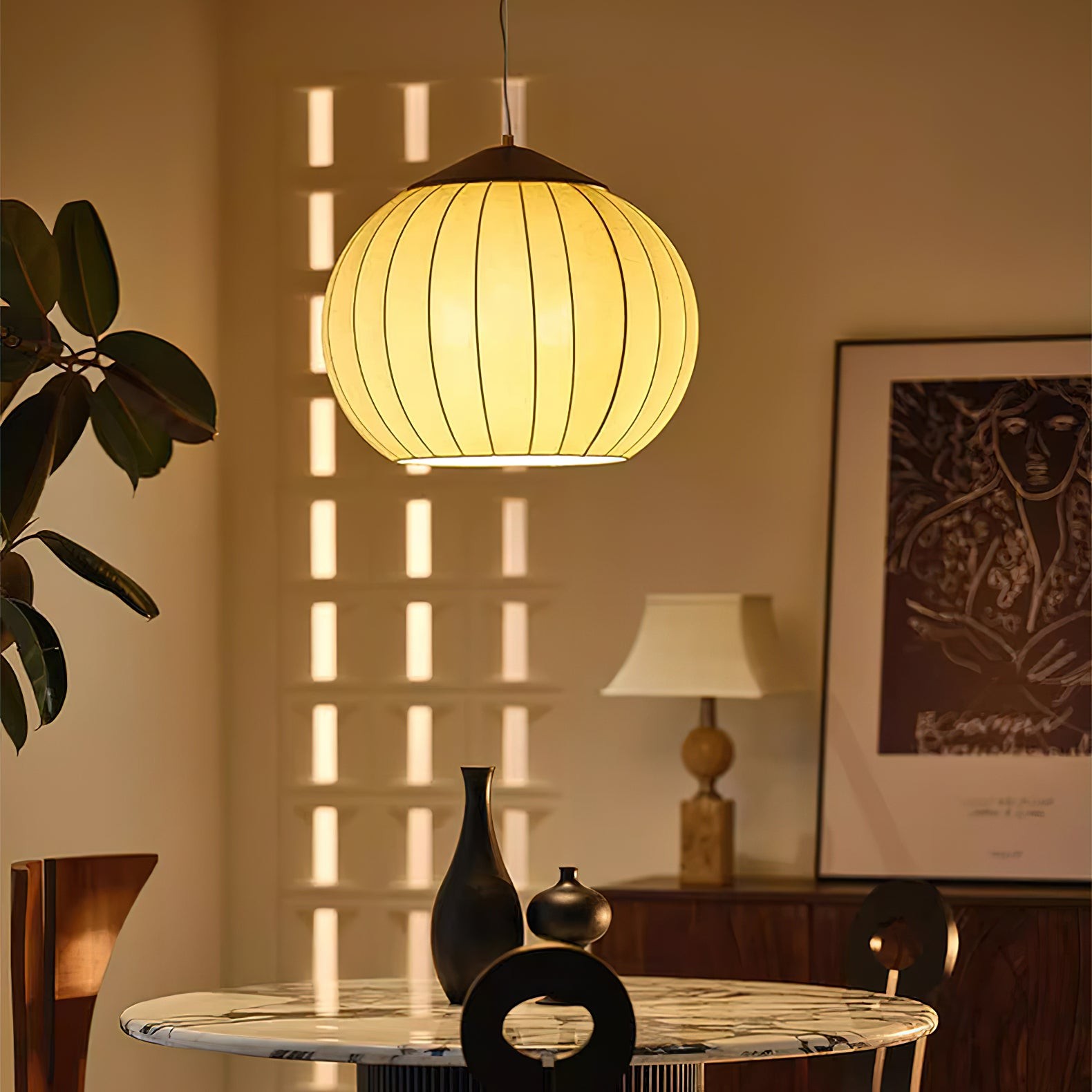 Japanse stijl stoffen lantaarn hanglamp HL547