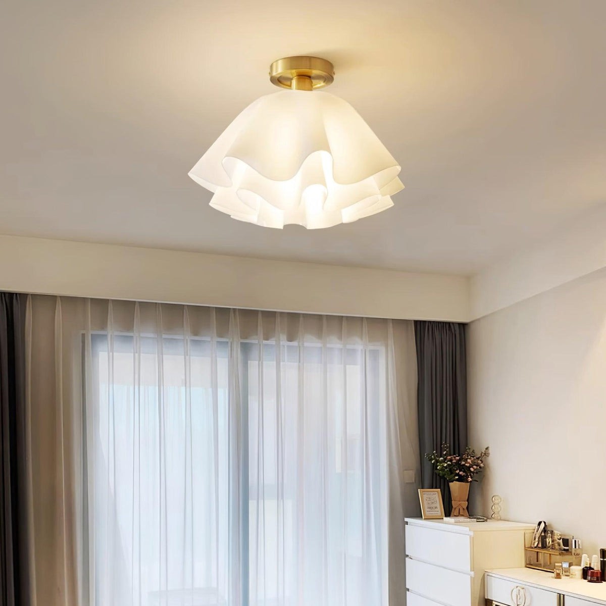 Lustra geplooide retro messing acryl plafondlamp HL3512