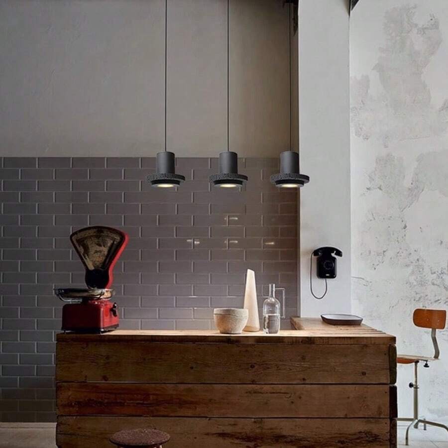 Retro zwarte stenen hanglamp HL929