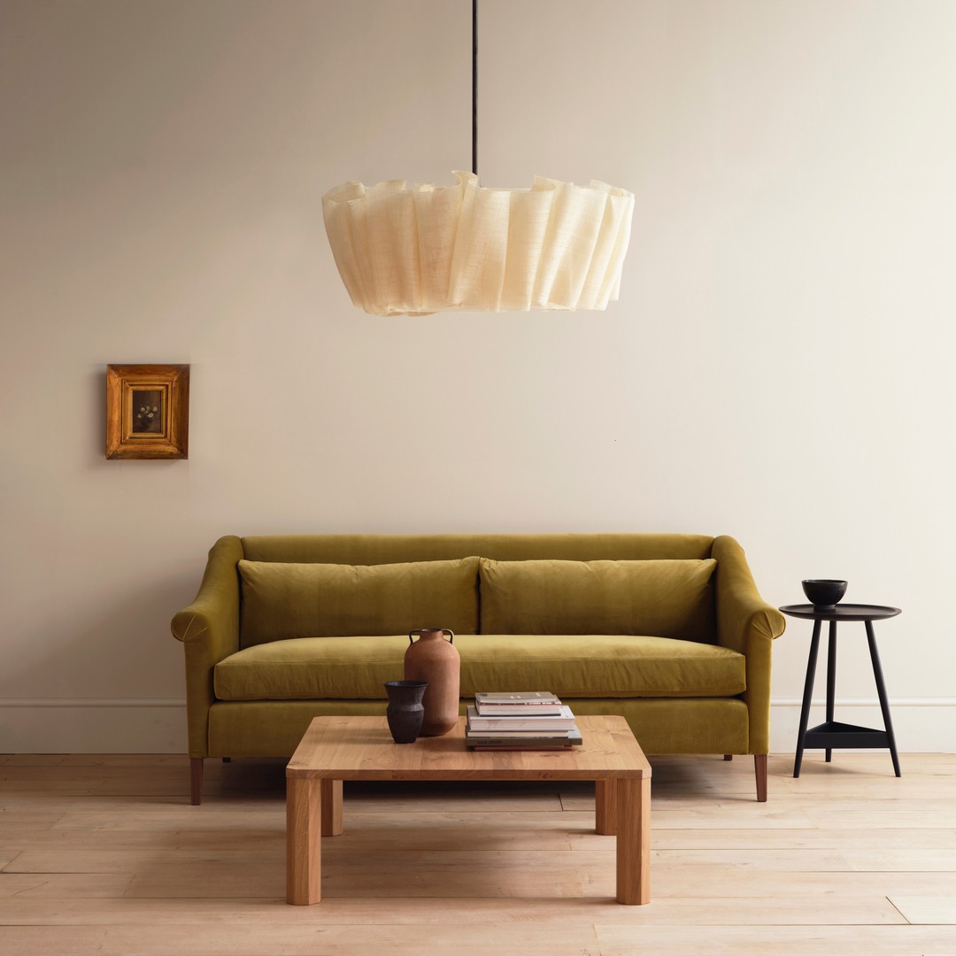 Hanglamp met geplooide stof van Noords linnen HL1403
